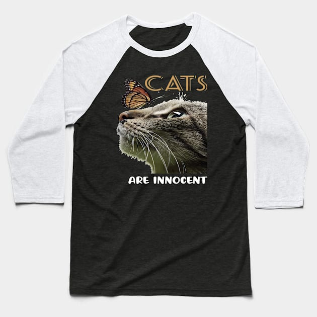 Cats are innocent Baseball T-Shirt by Aprilgirls